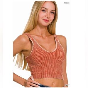 Zenana Outfitters Ribbed Crop Tank/bra  Top